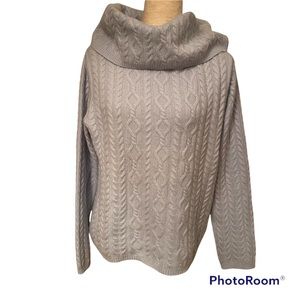DANIEL BISHOP SWEATER COWL TURTLENECK BLUE CASHMERE CABLE LONG SLEEVE SIZE M